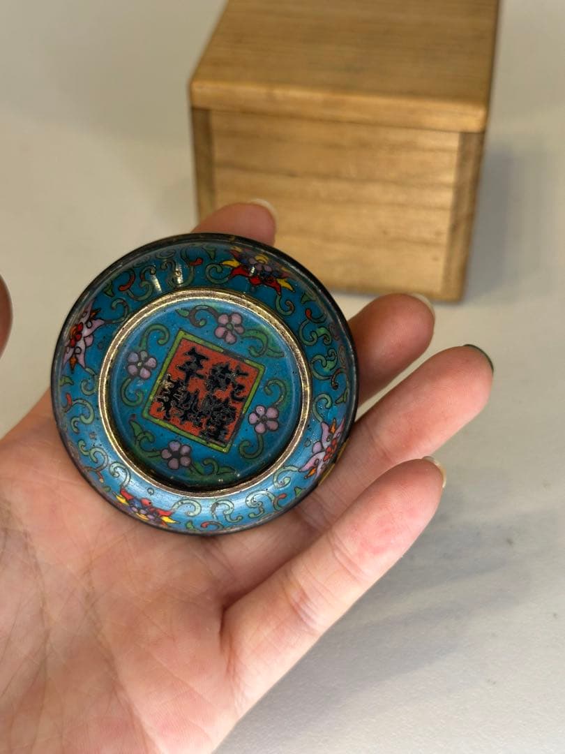 乾隆年製 香合 七宝焼 中国美術 骨董品 茶道具 共箱付
