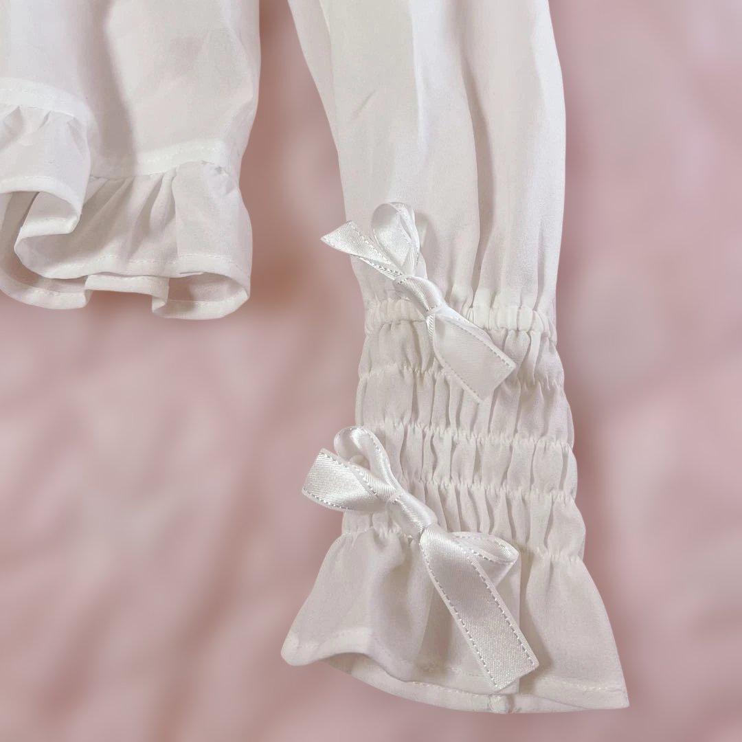 【美品】BABY, フリルシフォンブラウス　ホワイト