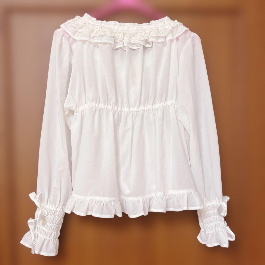 【美品】BABY, フリルシフォンブラウス　ホワイト