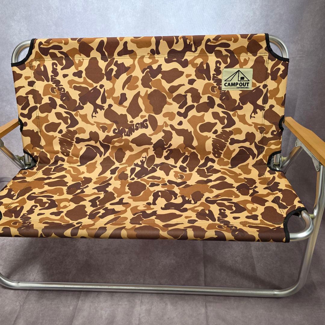 【美品】キャプテンスタッグ キャンプアウト アルミベンチ カモフラージュ柄