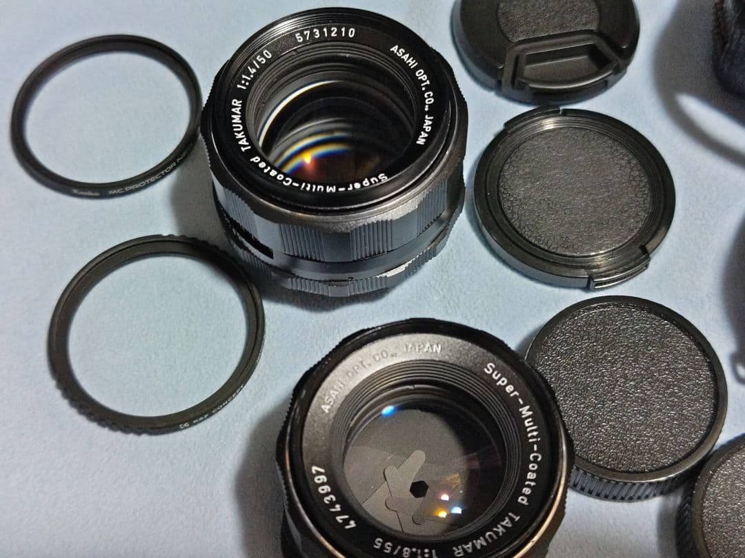 整備済 Takumar 50mm F1.4／55mm F1.8 純正フードM42