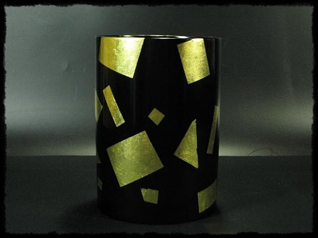 玄々斎好 葉蓋 水指 鈴木 光入木 製 曲物 金切箔 夏向 茶道具 1 g3