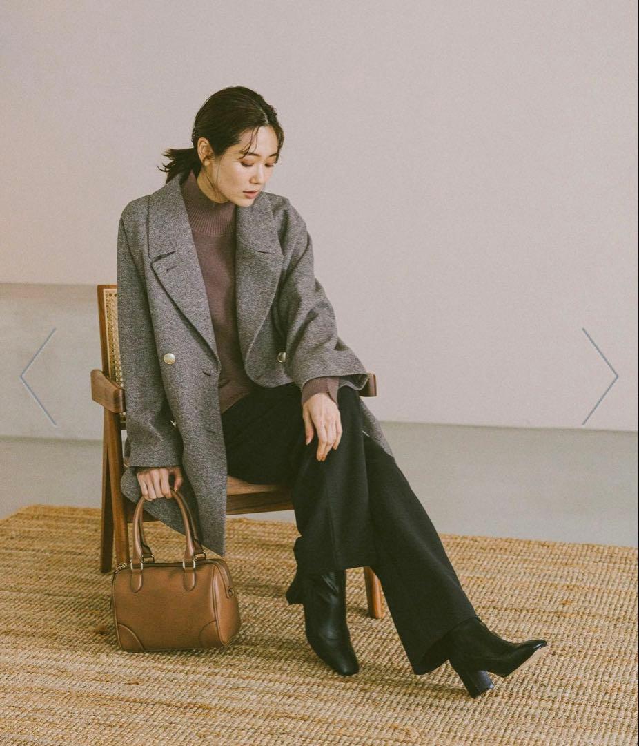 今期完売品★軽やかストレッチ襟2WAY ミドルコートL /GLOBAL WORK