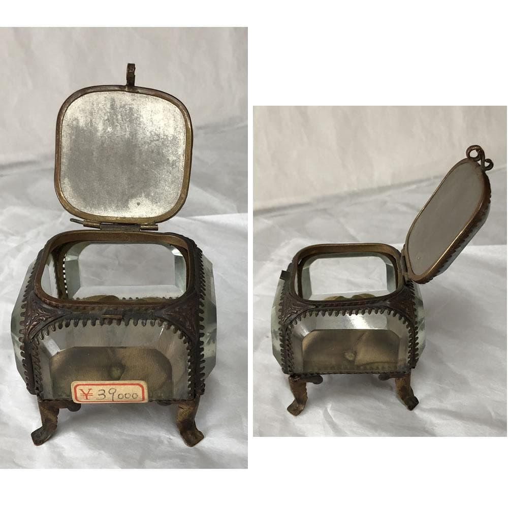 e2768 ガラス ミニ アクセサリーケース 古硝子 指輪ケース