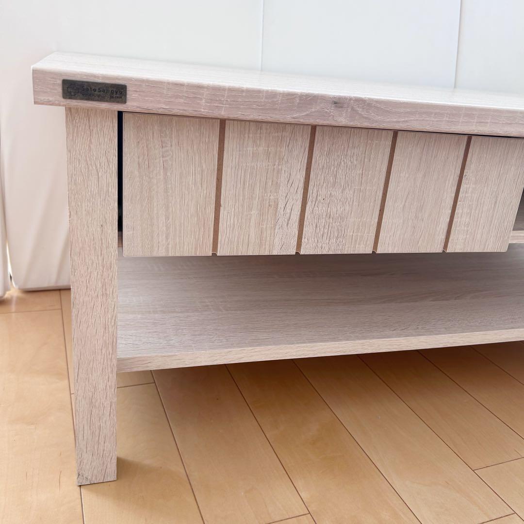 佐藤産業　姫家具　ローテーブル　センターテーブル　ホワイト　アンティークシャビー