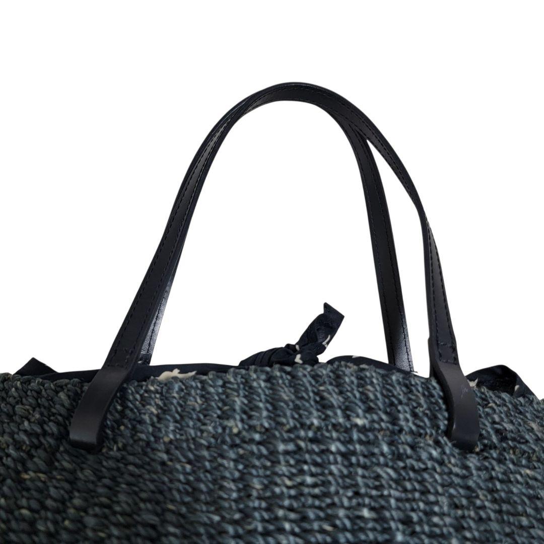 大人気 アニエスベー agnes b. ラフィア かごバッグ レザーハンドル