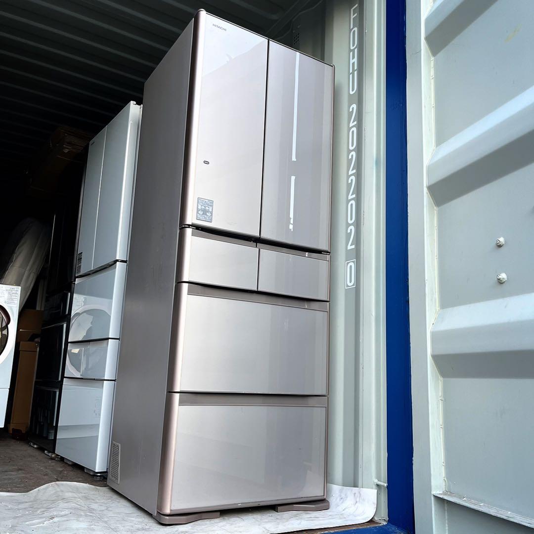 取付無料！完動品！日立真空チルド搭載高性能ピンクゴールド6ドア冷蔵庫！洗濯機