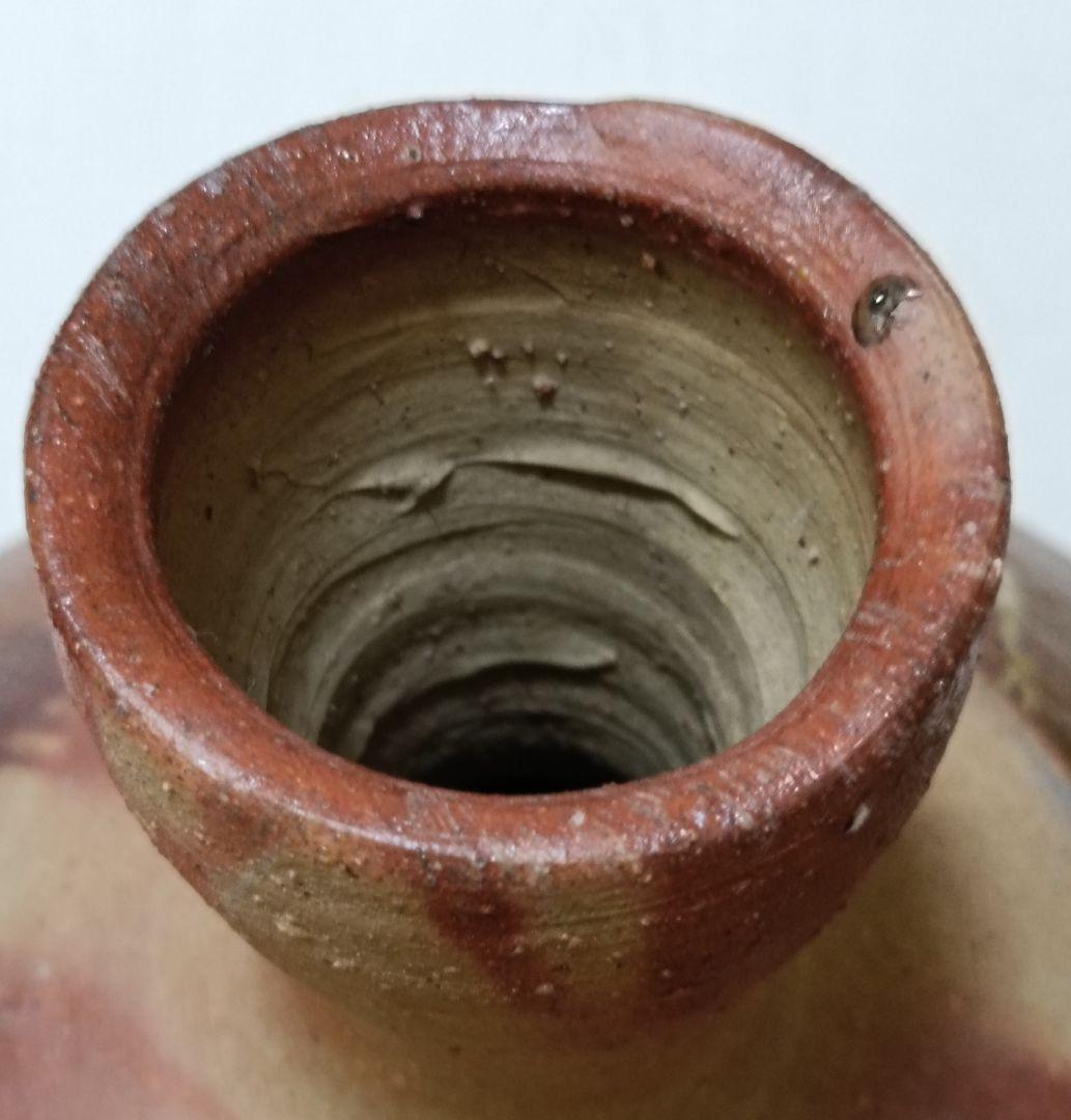 人間国宝　伊勢崎淳作　備前焼　緋襷かぶせ蕪花生　花入