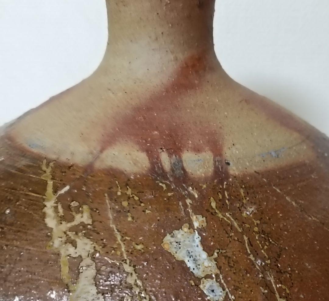 人間国宝　伊勢崎淳作　備前焼　緋襷かぶせ蕪花生　花入