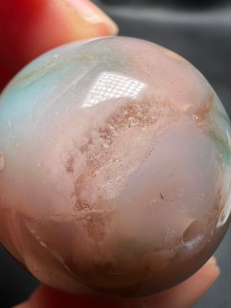 071711  31ミリ笑口桜瑪瑙　貫通穴　結晶入り