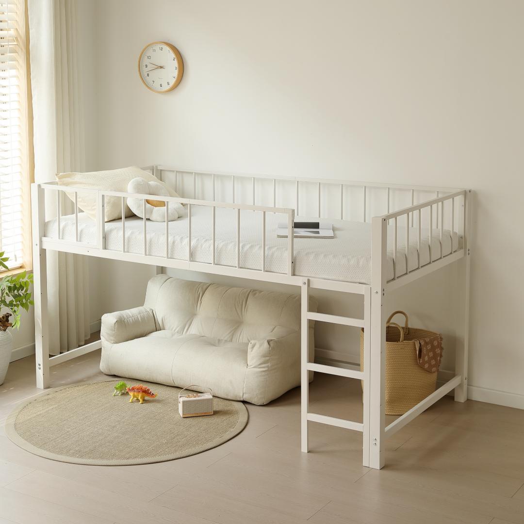 ロフトベッド パイプベッド シングル 高さ110cm 子供ベッド　WHITE