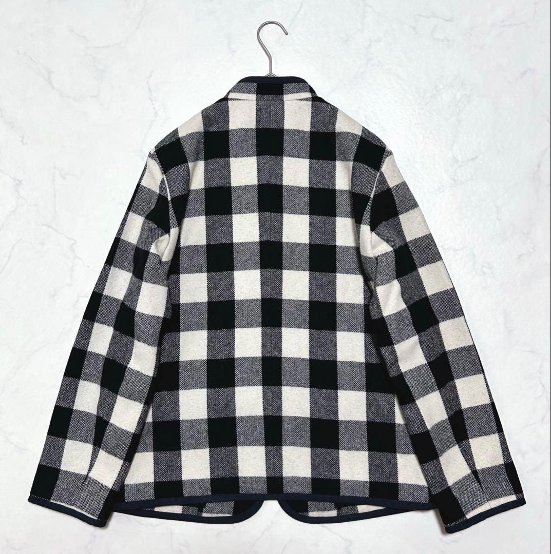 マドモアゼルノンノン ウールチェック ノーカラージャケット ウールコート日本製