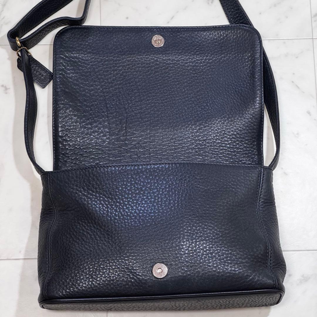 【良品】COACH コーチ ビンテージ ショルダーバッグ レザー ダークネイビー