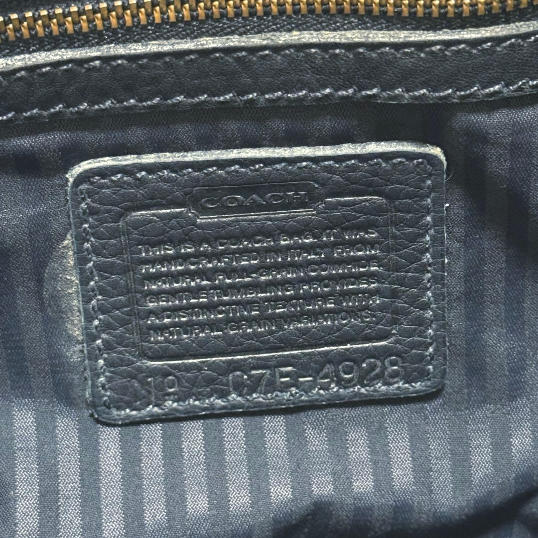 【良品】COACH コーチ ビンテージ ショルダーバッグ レザー ダークネイビー