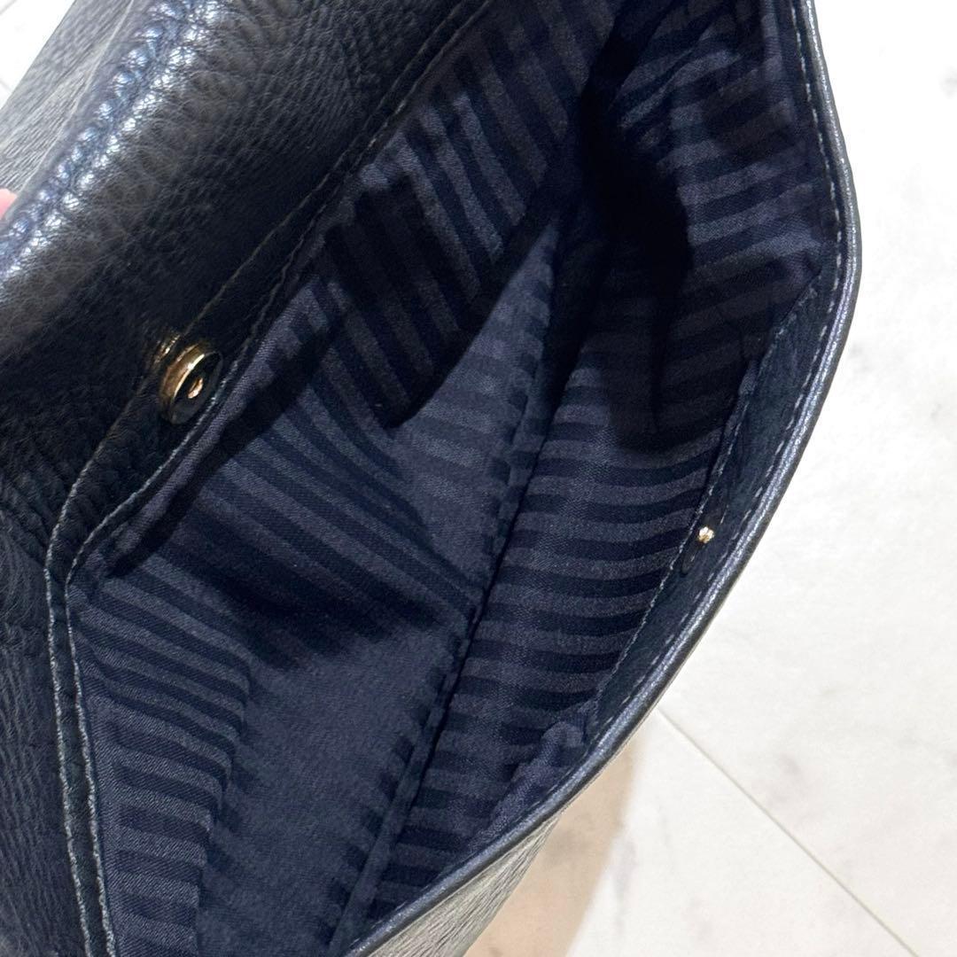 【良品】COACH コーチ ビンテージ ショルダーバッグ レザー ダークネイビー