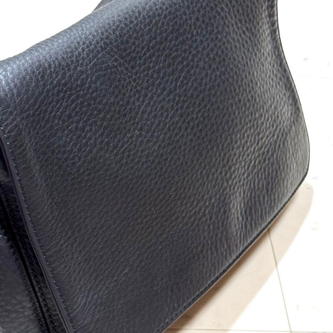 【良品】COACH コーチ ビンテージ ショルダーバッグ レザー ダークネイビー