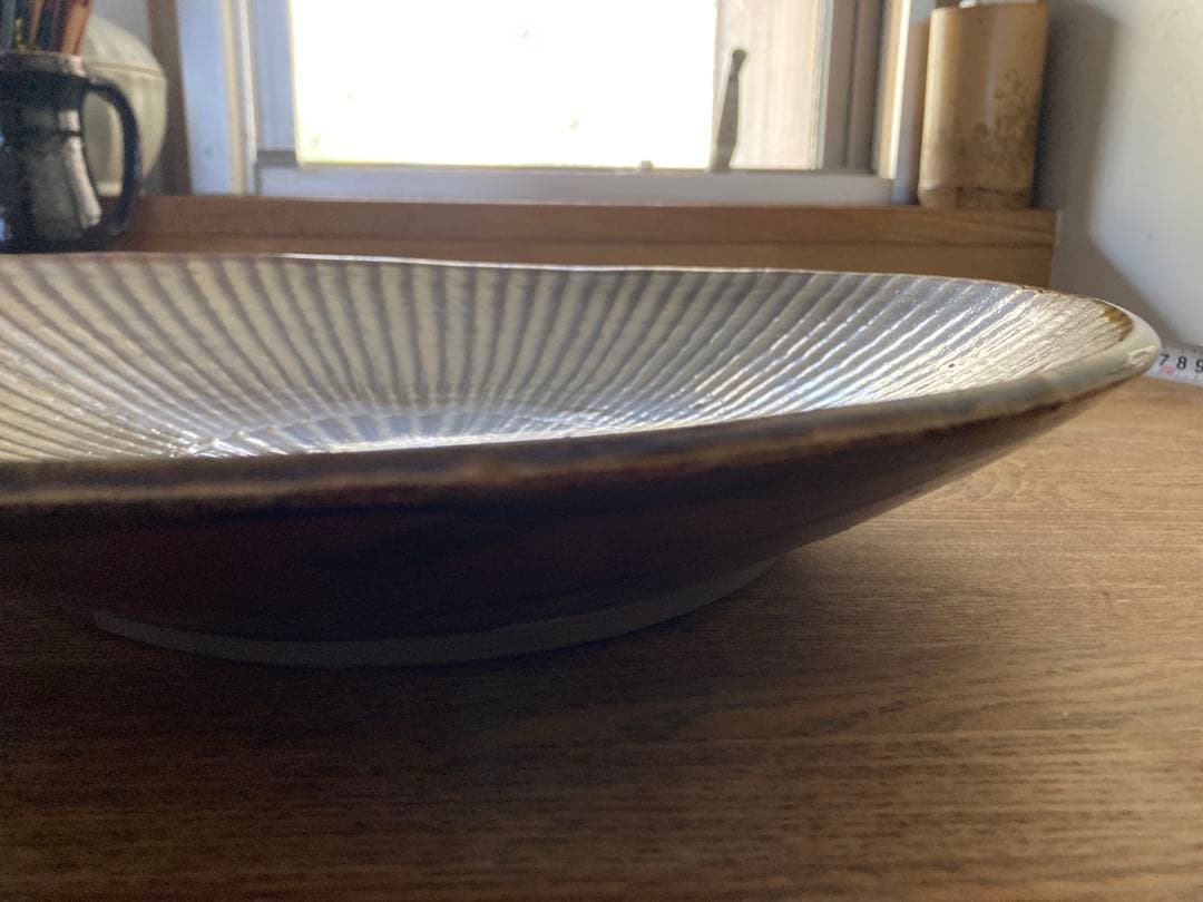 小鹿田焼　飛び鉋　大皿　民藝