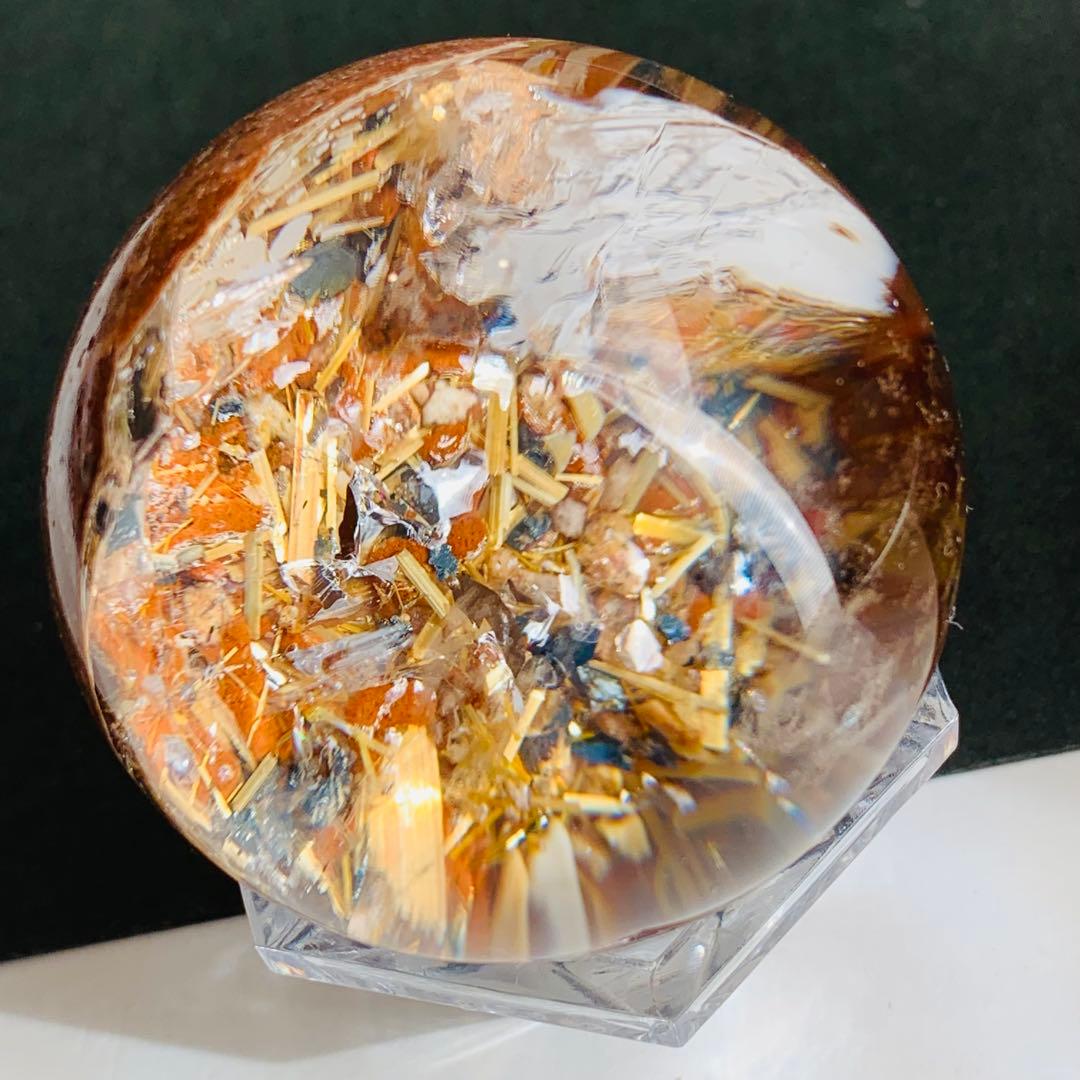 タイチンルチル　パイライト共生　ガーデンクォーツスフィア　46ミリ B7