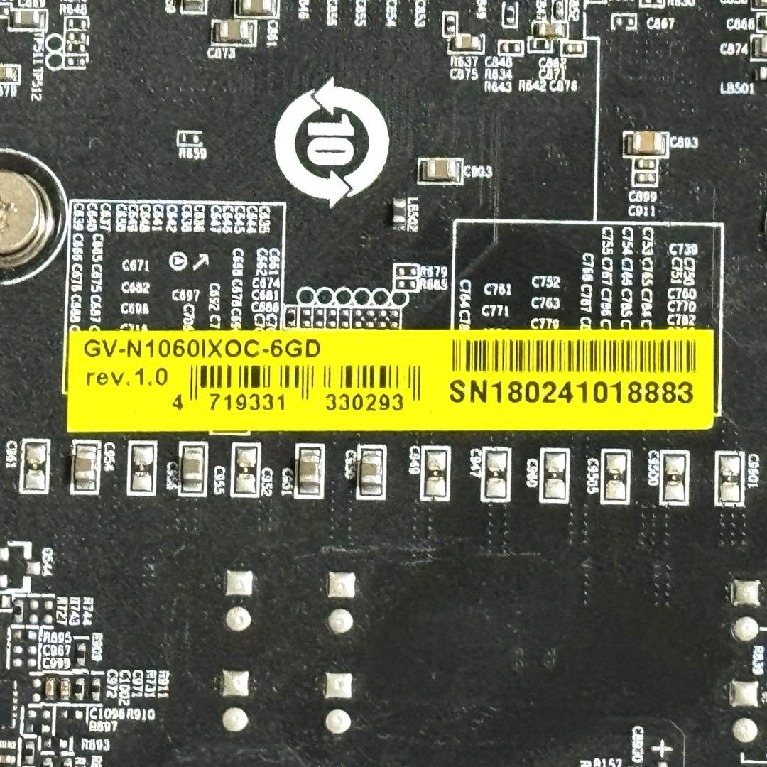 GIGABYTE Geforce GTX 1060 6GBショートサイズ 動作品