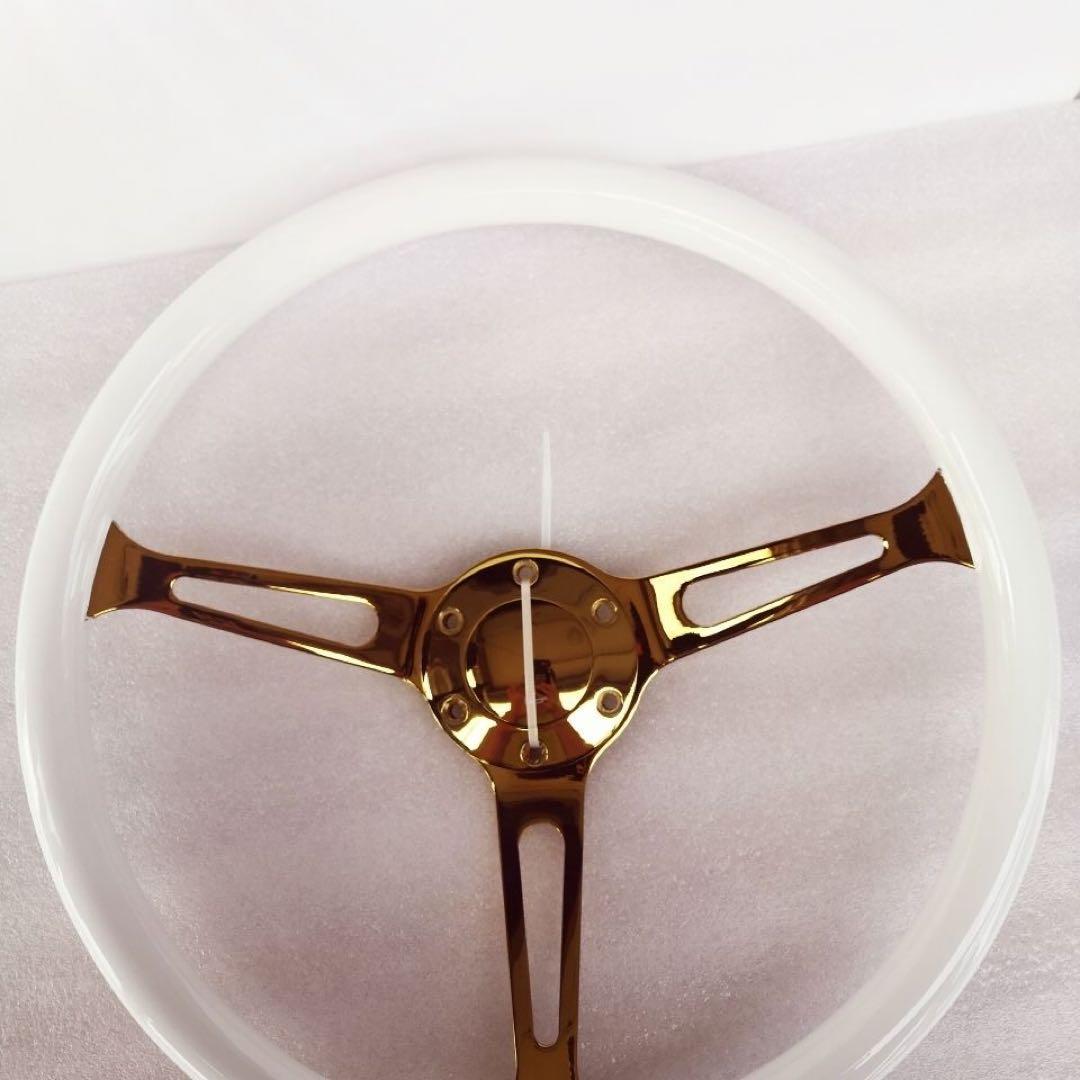 ソリッドウッドレトロビートルステアリングホイール15インチ黒金3本スポークス