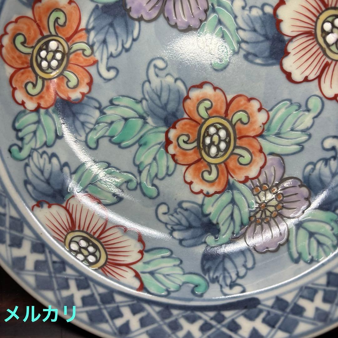 佐藤走波　染錦花文　高台皿　1客