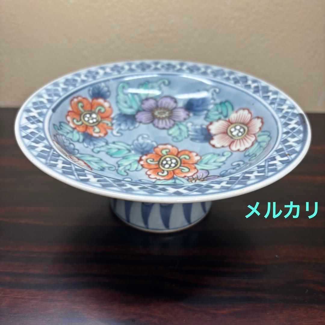 佐藤走波　染錦花文　高台皿　1客