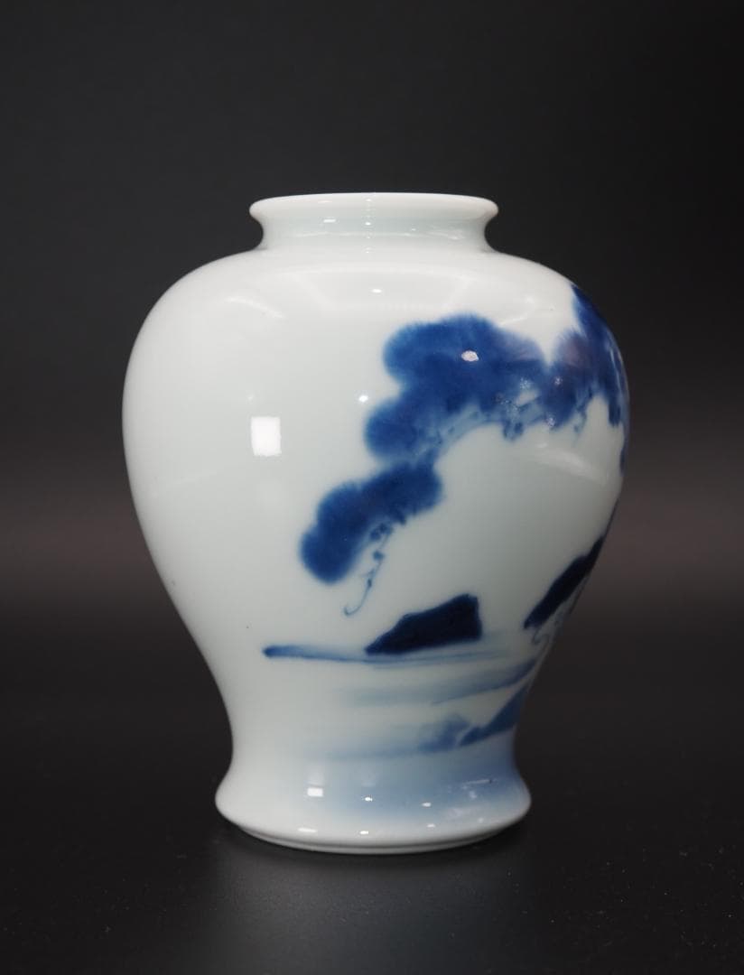 真葛香山 宮川香山 青華老松図 花瓶
