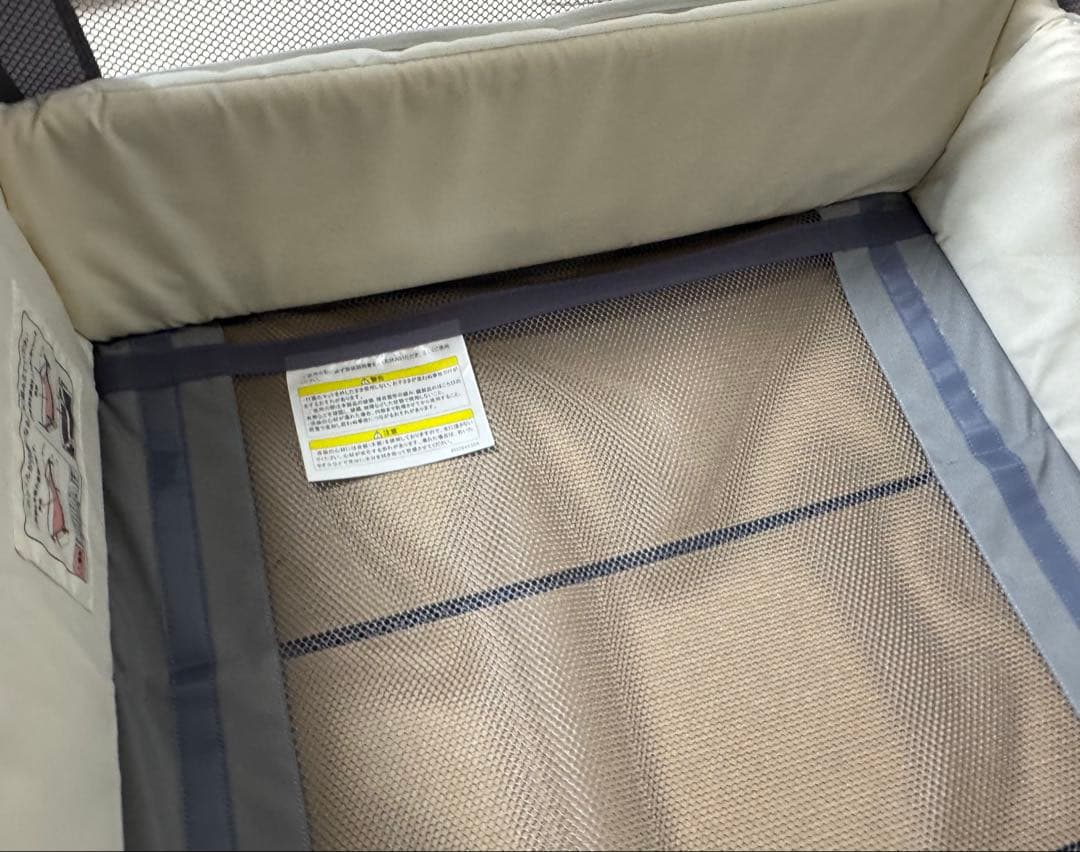 美品 ベビーベッド Aprica ココネルエアープラスAB グレー