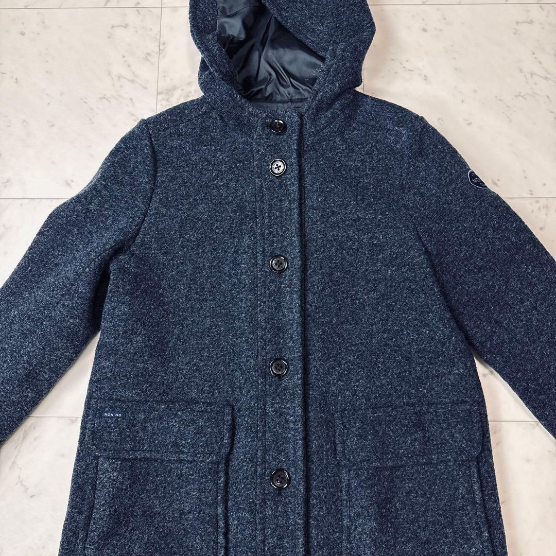 美品 ノンノ NONNO パパス フーデッドコート ネイビー フリーサイズ