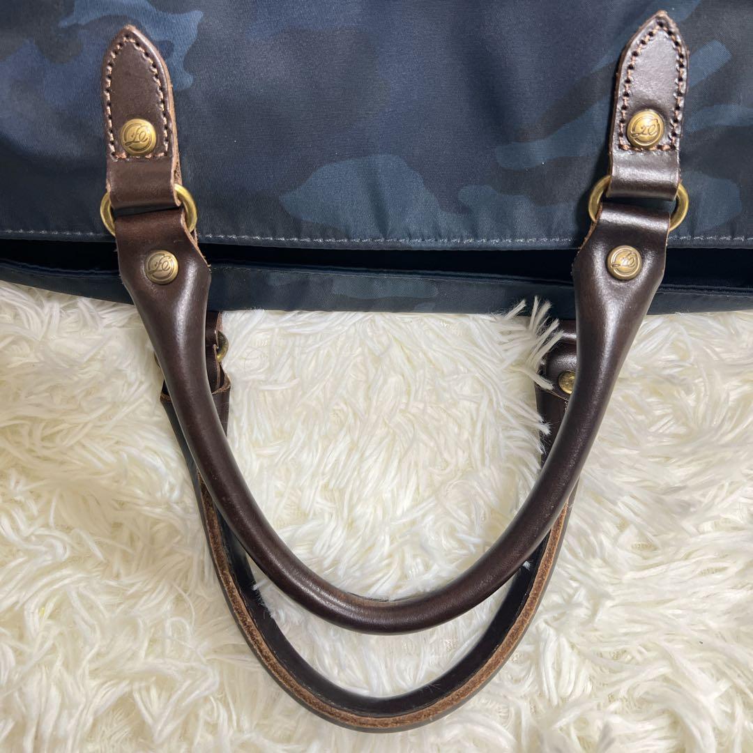 Folna 藤巻百貨店限定 2way 迷彩 ナイロン ブリーフバッグ ネイビー