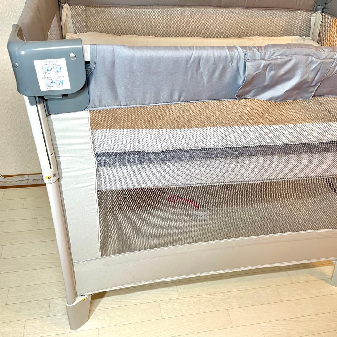 美品 Aprica ココネル エアー AB ベビーベッド　グレーベアー