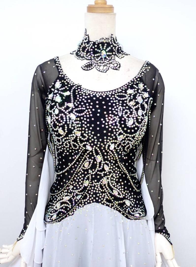 6362★美品★L★黒/グレー/グラデーション/スタンダードドレス☆社交ダンス