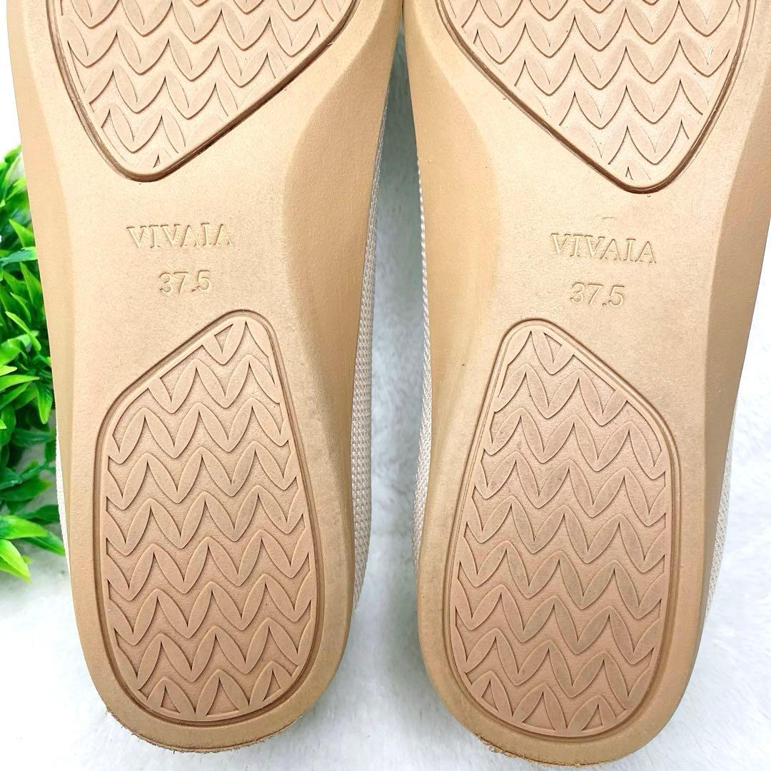 極美品✨VIVAIA ポインテッドフラットパンプス　37.5 ベージュ/ブラック