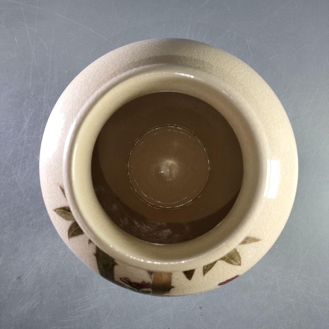 A1113-1/薩摩焼/永田窯/色絵金彩花鳥文花瓶/共箱/花器/花入/華道具/