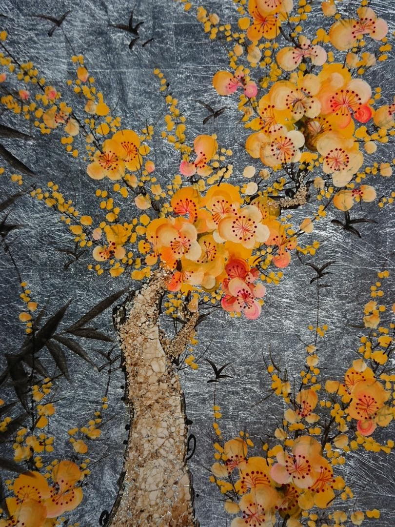 【美品】飾り皿　漆器　アート　彩絵　置物　インテリア　工芸品　美術品　A3086