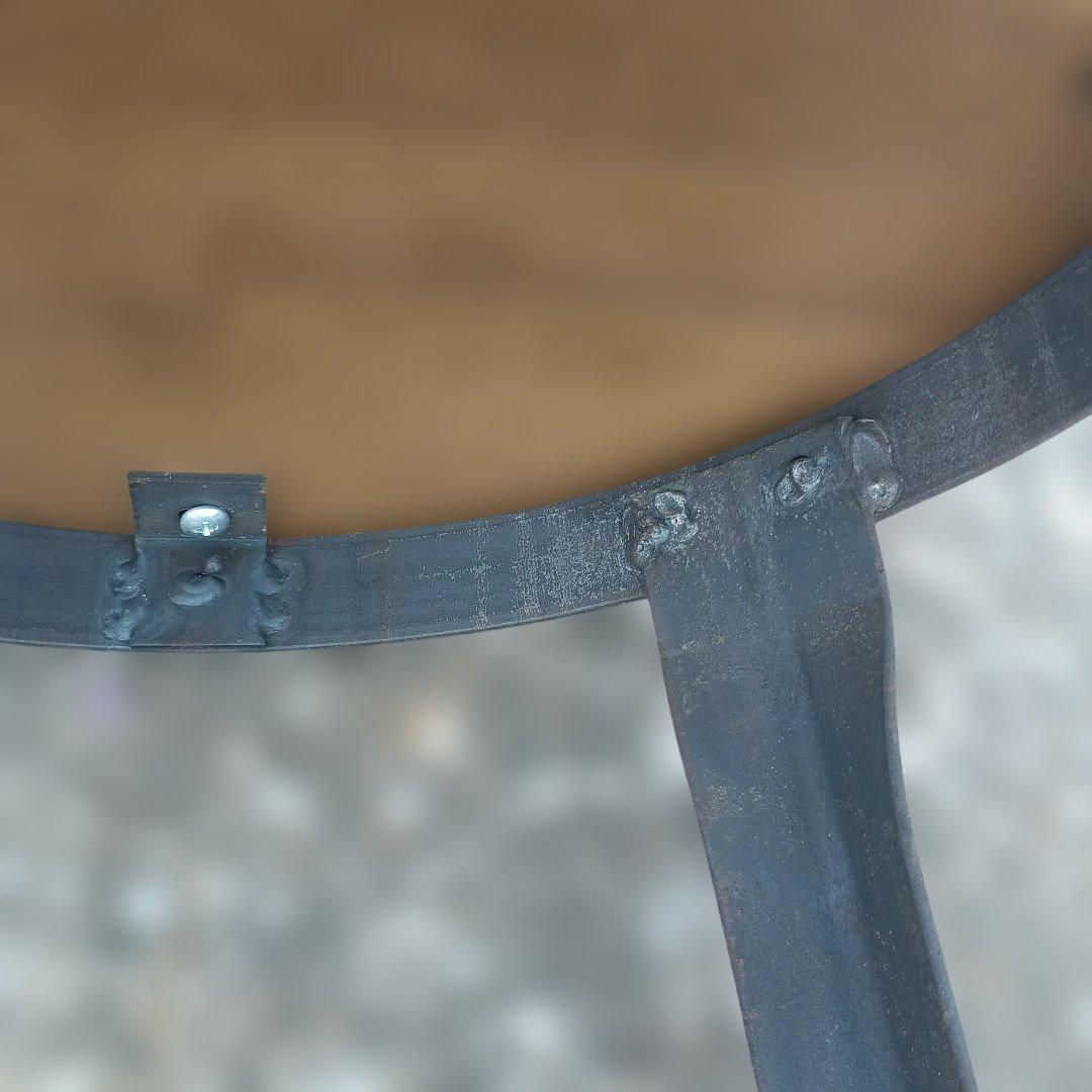 S*y様 5003)円形木製座面のアイアンスツール　ヴィンテージ　インダストリア