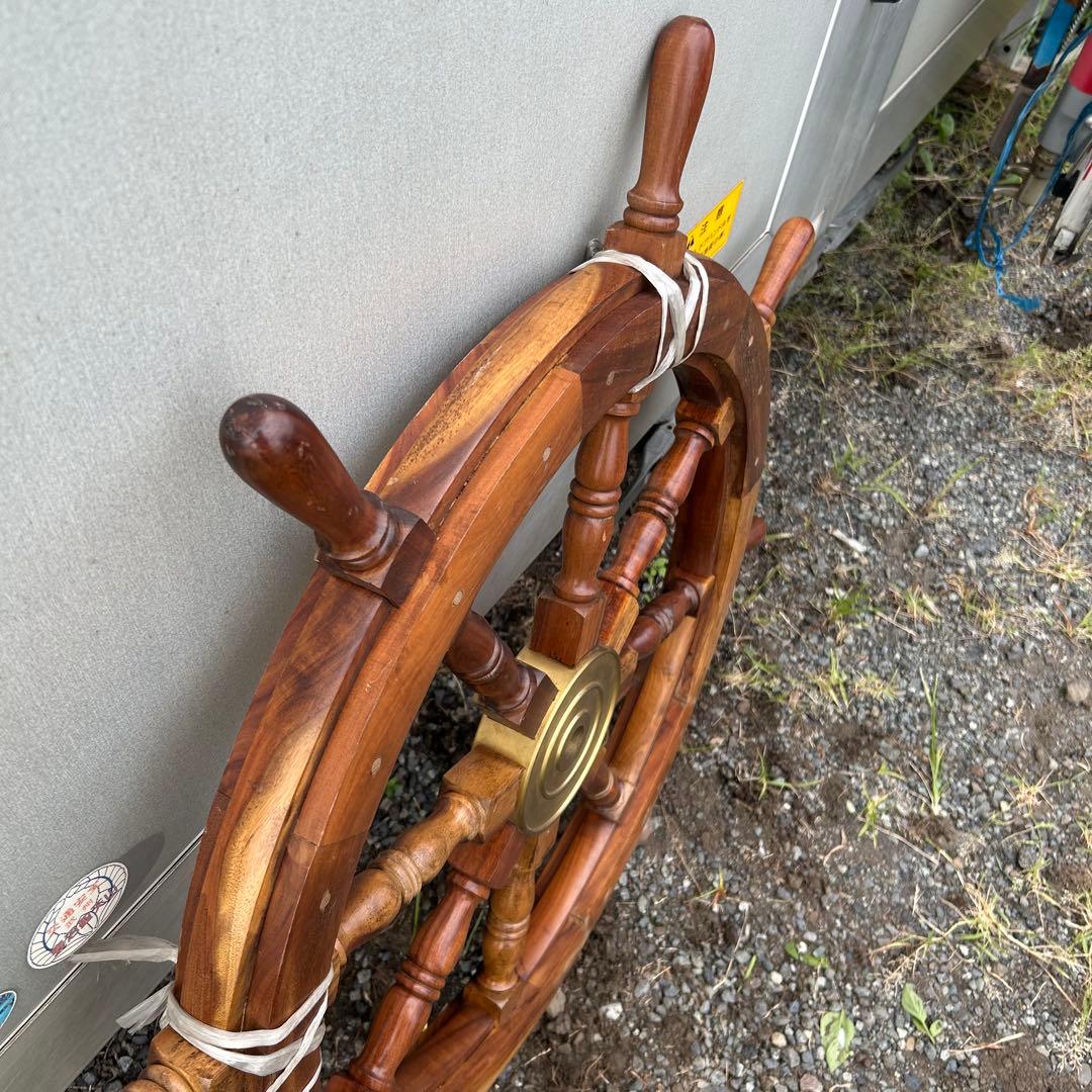 船　進行方向　操作　舵輪　だりん　操舵輪　そうだりん　木製 8本ハンドル