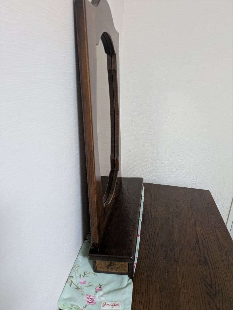 鏡 アンティーク 壁掛け ミラー 木製 収納引き出し付き