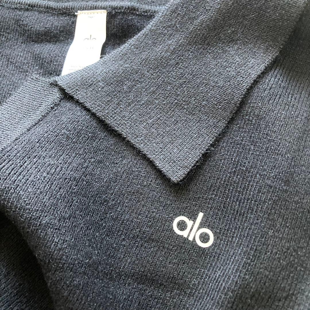 Alo Yoga ニットポロシャツ 上下 セット S ブラック