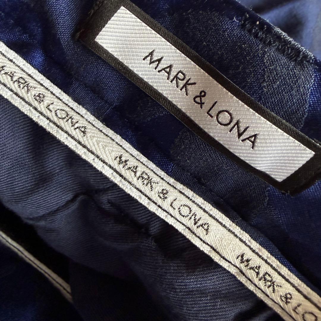 マークアンドロナ　パンツ　迷彩　S〜M相当　黒　青　コットン混　ストレッチ　46