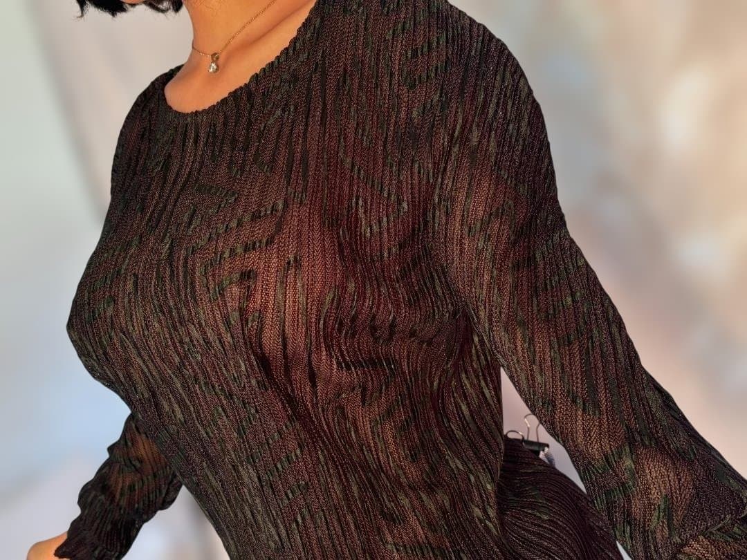 ISSEYMIYAKE プリーツ 透け感 ジグザグ模様 シャツ