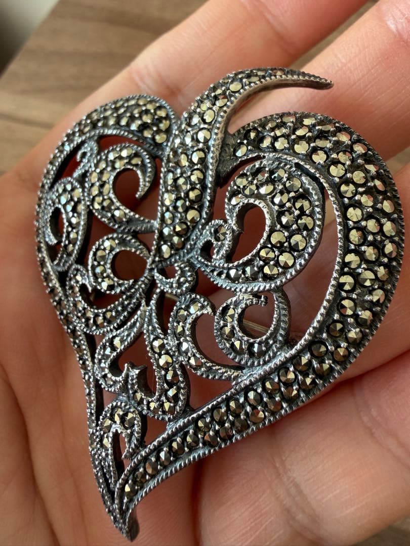 vendome(ヴァンドーム）マーカサイト ブローチsv925 銀製　碌山風