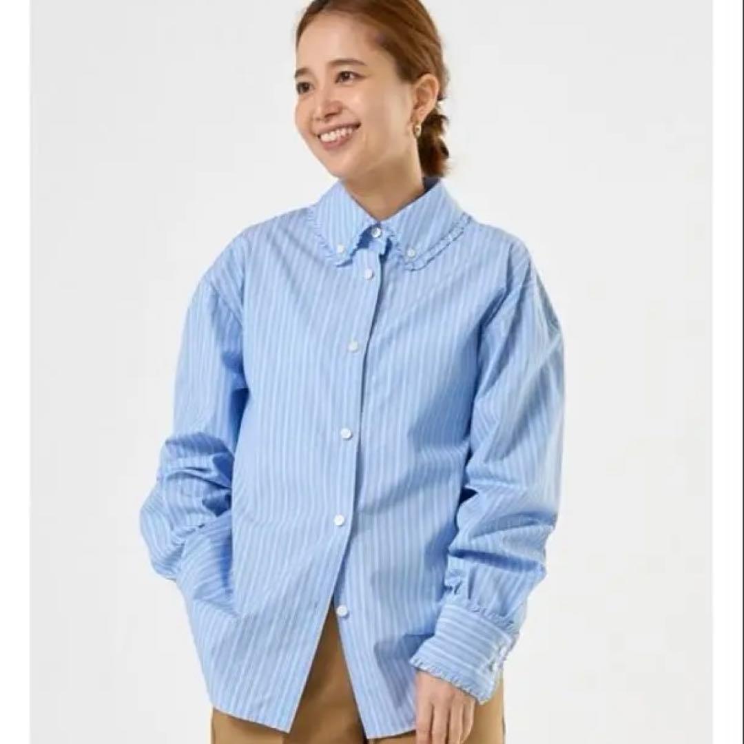 yori ミニフリルストライプシャツ ストライプ ブラウス 36