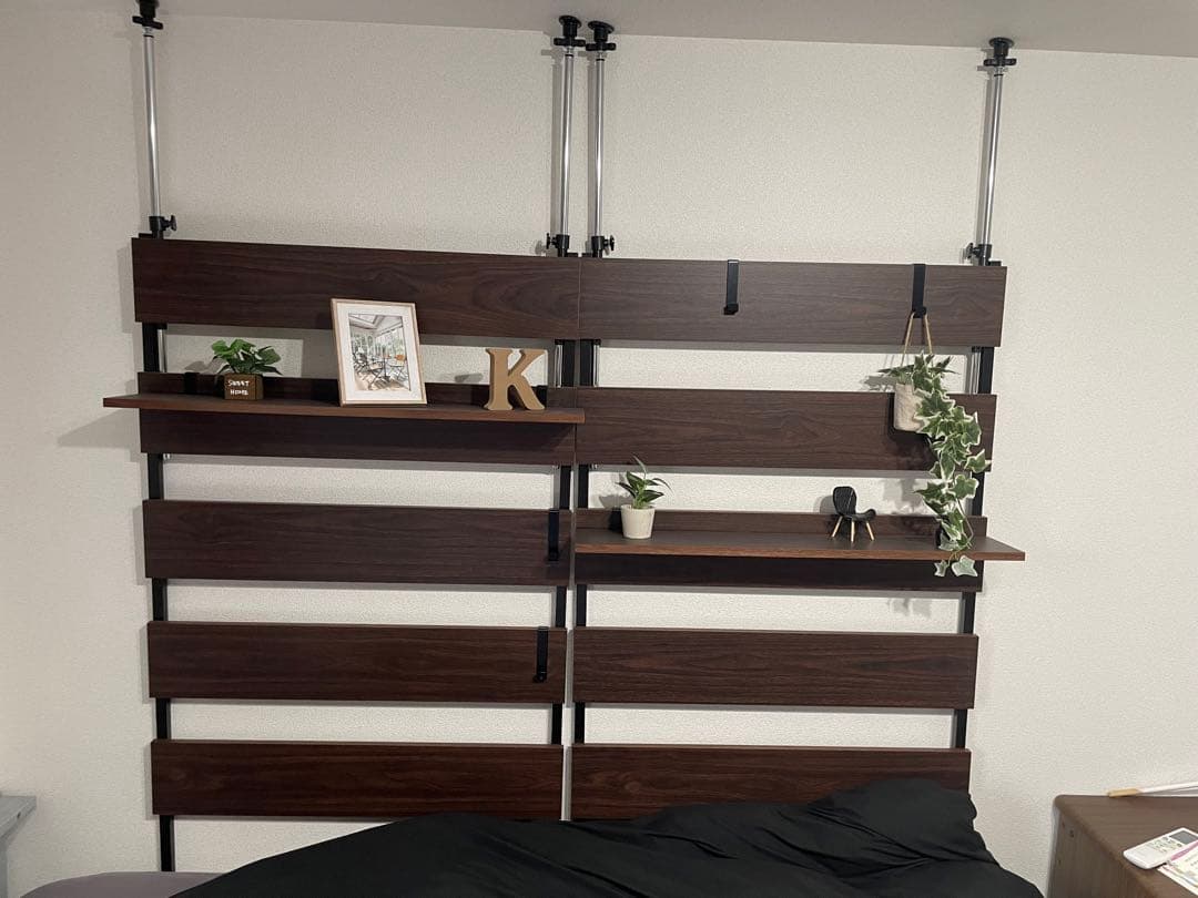 RASIK 木製壁面ラック ブラウン×ブラック 80cm幅