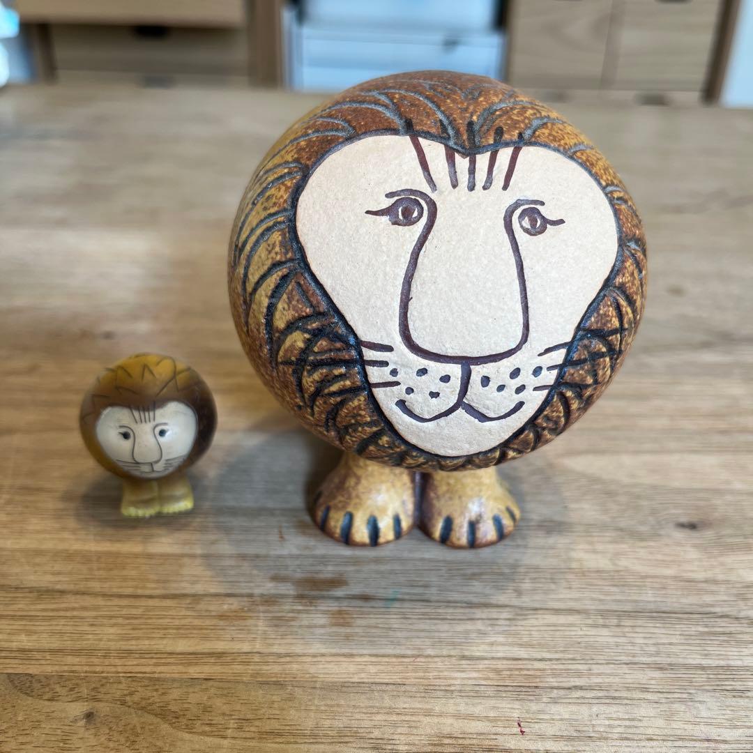 リサ ラーソン　ライオン置物　セミミディアム 小さなライオンのおまけ付き