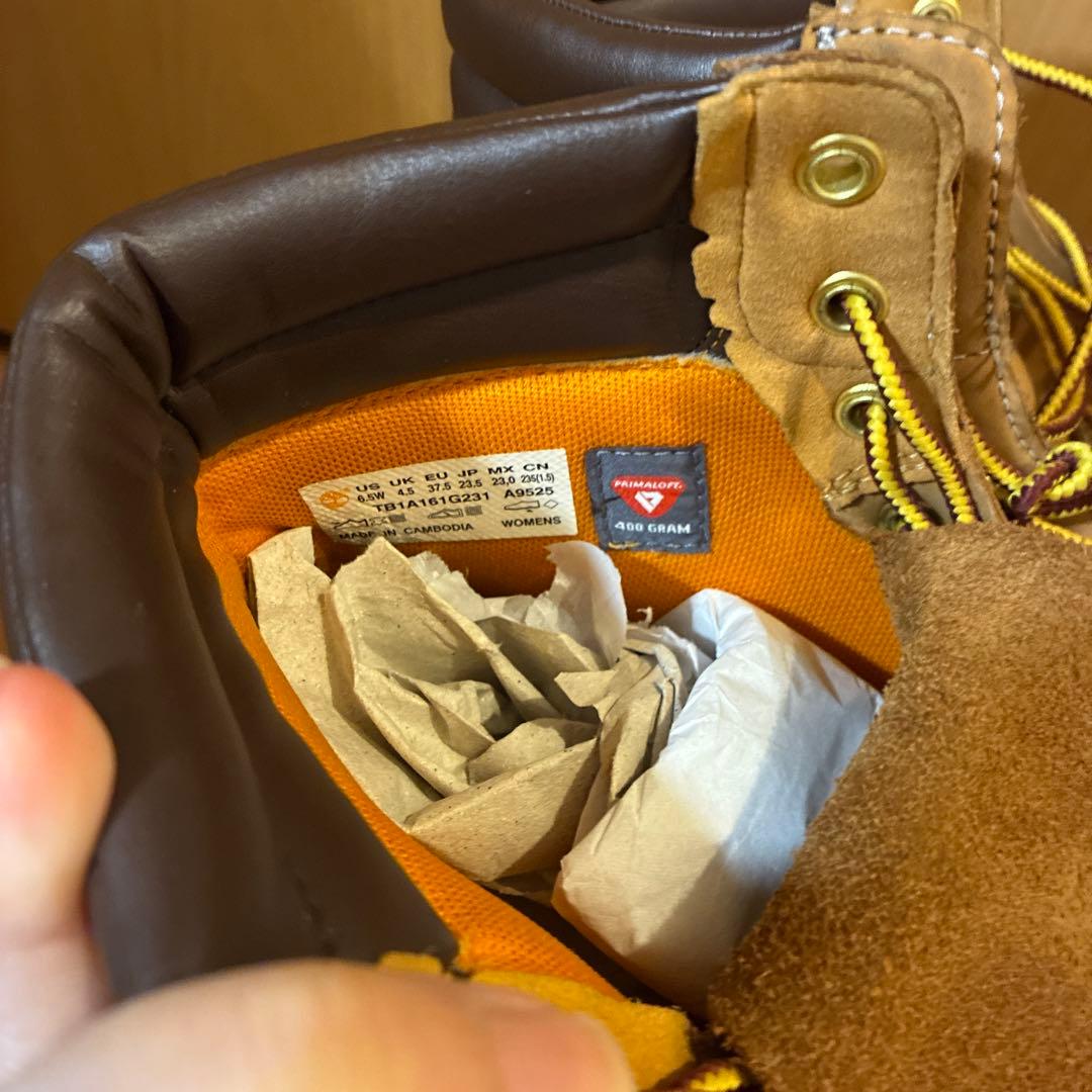 Timberland ベージュ ワークブーツ ハイカット　23.5㎝