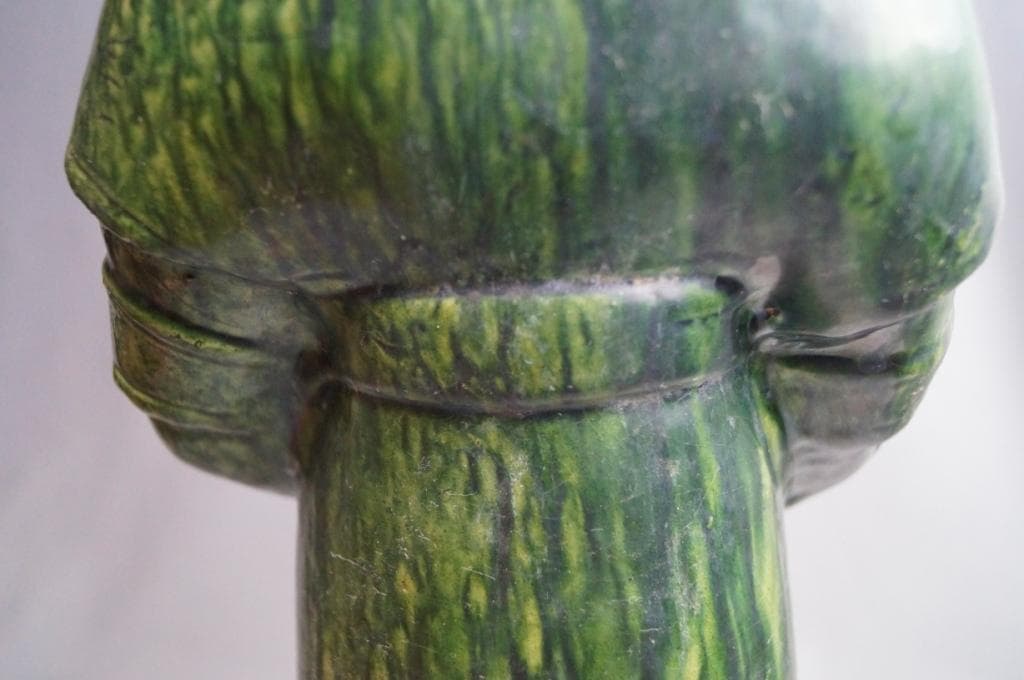 旧家蔵出し　中国　漢時代　緑釉　婦人俑