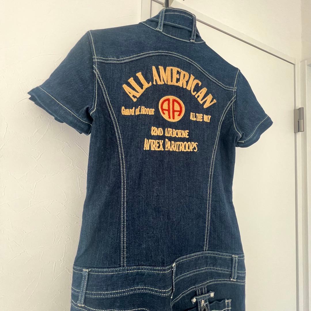 AVIREX アヴィレックス デニム つなぎ 2way 半袖 長袖 M 希少品