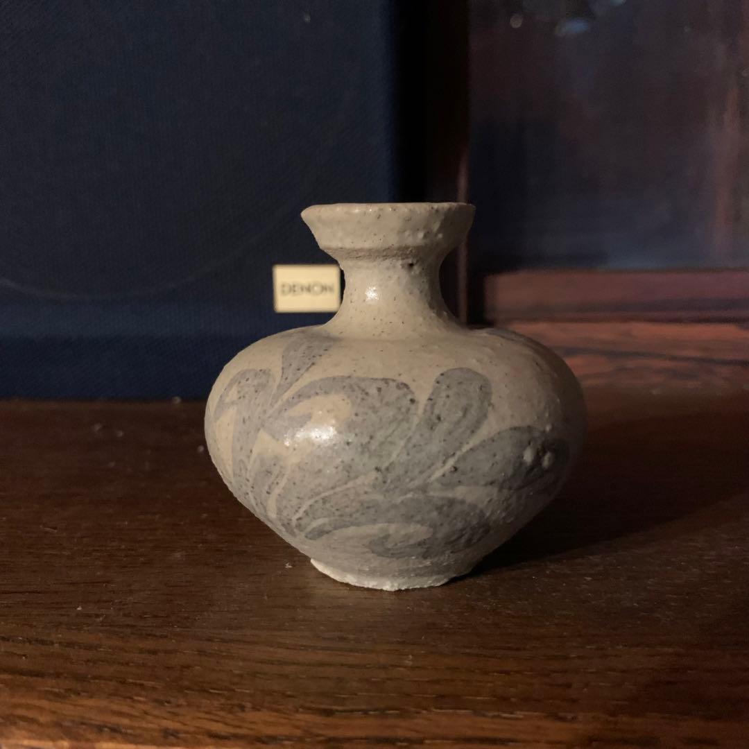 カケあり 高麗青磁鉄絵唐草紋 花瓶 花器 陶磁器 朝鮮 古美術 李朝 高麗