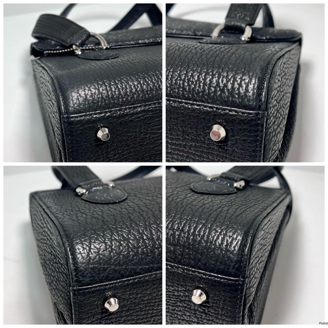 【美品】JRA認定品 日本製/印伝 漆 鹿革/シャークスキン 鮫革/ハンドバッグ